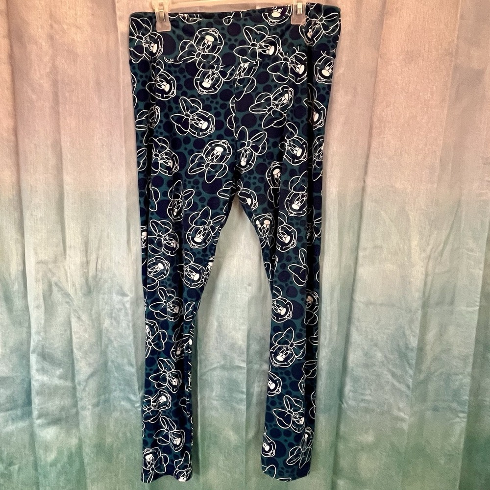 Disney LuLaRoe Minnie Mouse Leggings Women's Tall & Curvy Stretch Navy Blue/Teal